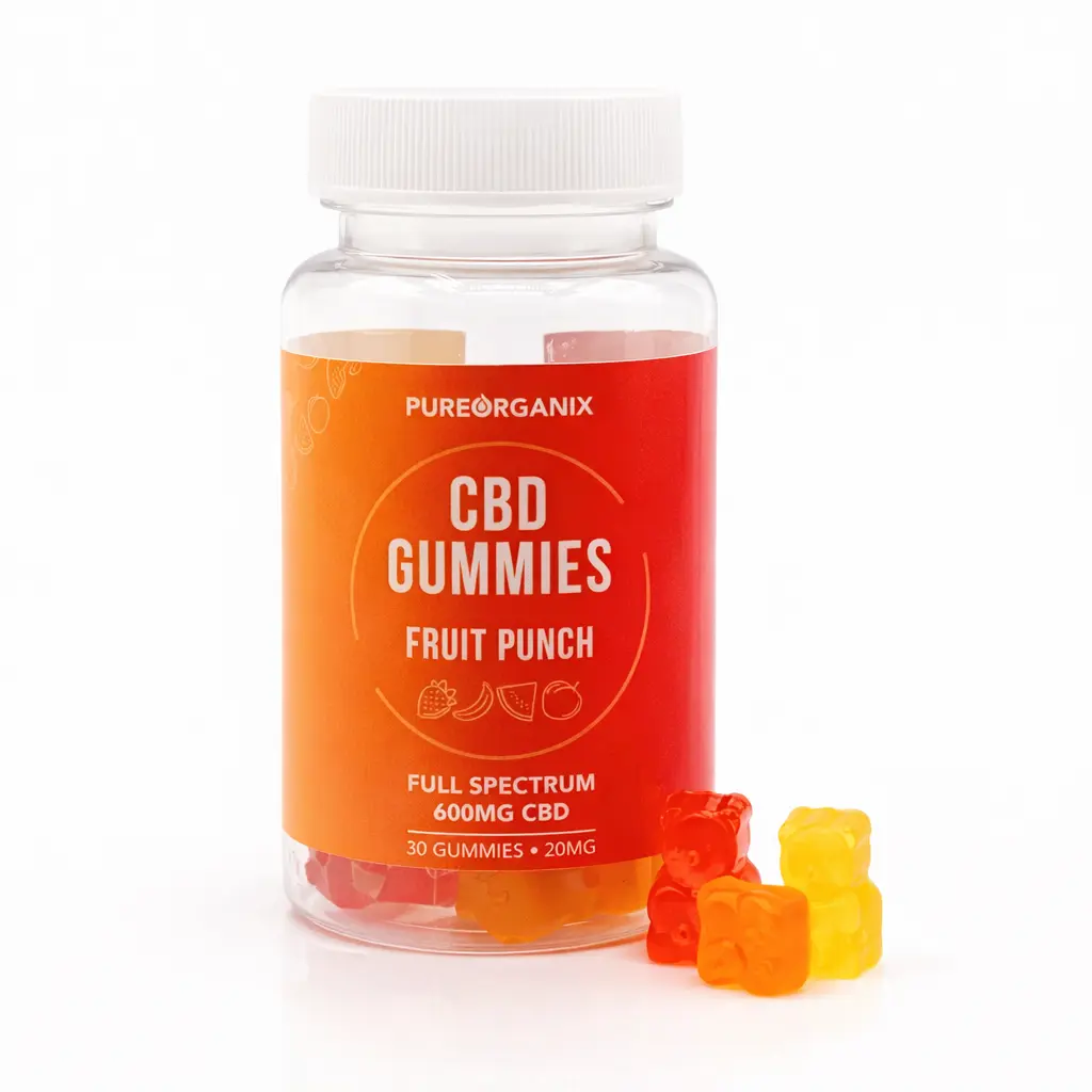 Full Spectrum CBD Fruit Punch Gummies bottle - Organic hemp extract made in Canada