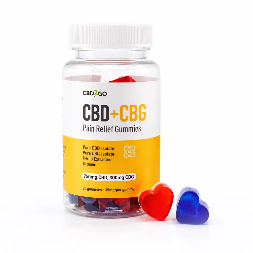 CBD and CBG Pain Relief Gummies bottle - 100% natural formula for inflammation