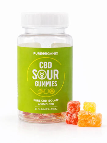 CBD Sour Gummies bottle - Broad spectrum THC-free hemp edibles made in Canada
